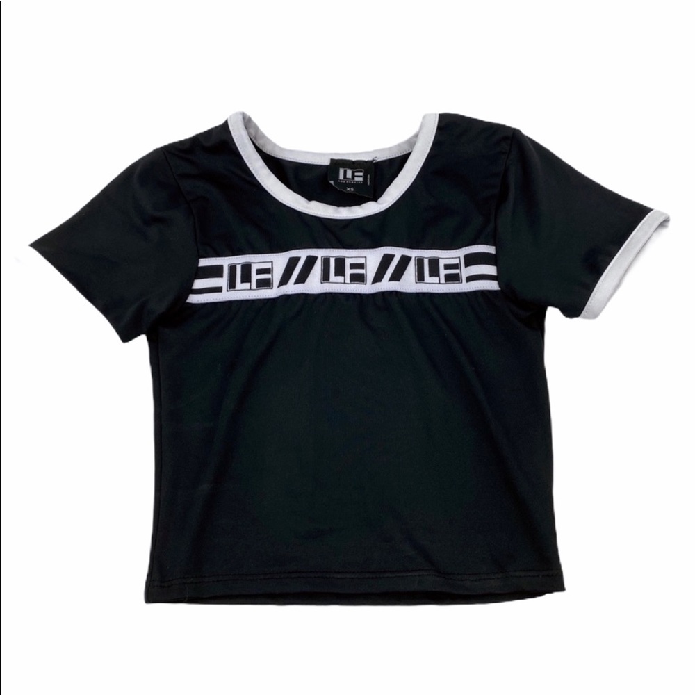COPY - LF Cropped Moto Trendy Tee Tshirt Black White XS